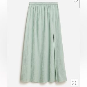 J. Crew soft gauze faded pistachio green side slit maxi skirt size small s NEW